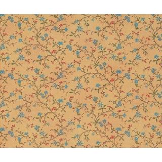 Floral wallpaper blue on albic.